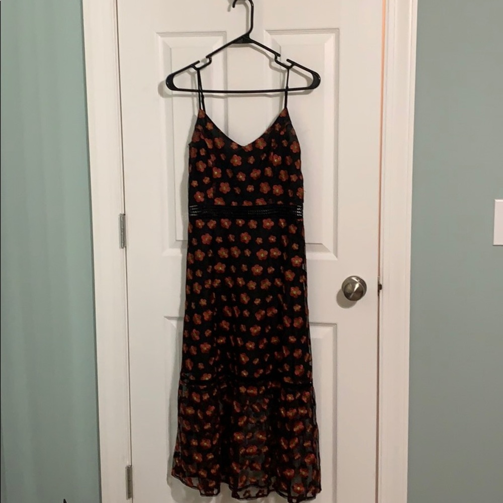 Black floral dress.